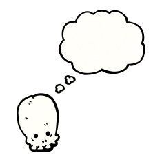 cartoon skull with thought bubble N81