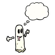 cartoon ghost with thought bubble N33