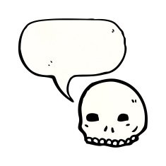 spooky skull symbol with speech bubble N5