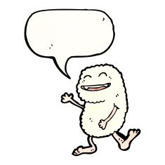 cartoon friendly monster with speech bubble N2