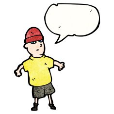 cartoon boy with speech bubble N36