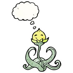 cute cartoon flower with thought bubble N4