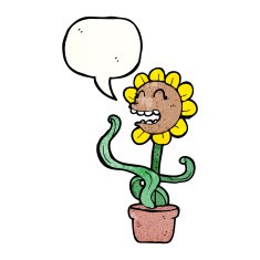 cartoon flower with speech bubble N85