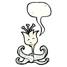 cartoon flower with speech bubble N86