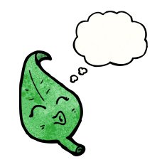 cartoon leaf wtih thought bubble N2