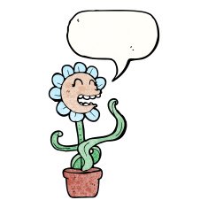 cartoon flower with speech bubble N88