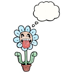 cartoon flower with thought bubble N58