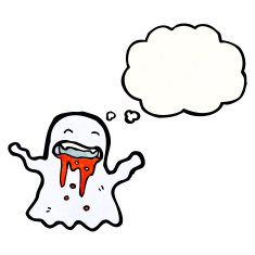 cartoon ghost with thougth bubble N4