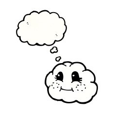 cute cartoon cloud with thought bubble N6
