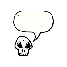cartoon skull with speech bubble N61