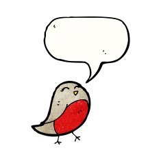 cartoon robin with thought bubble N57