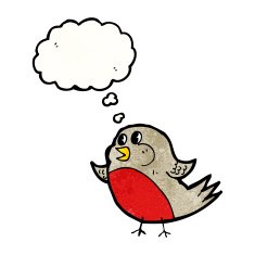 robin with thought bubble cartoon N4
