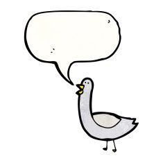 cartoon pigeon with speech bubble N6