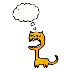 cartoon cat with thought bubble N165