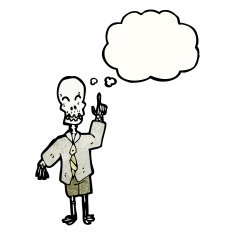 cartoon skeleton with thought bubble N12