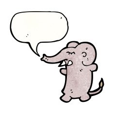 cartoon elephant with speech bubble N15