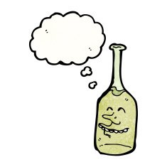 cartoon wine bottle with face N8