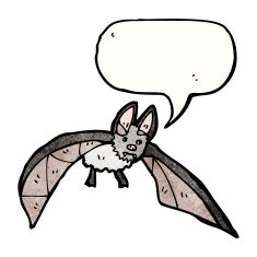 cartoon bat with speech bubble N31