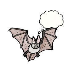 cartoon bat with thought bubble N27