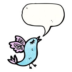 cartoon bird with speech bubble N373