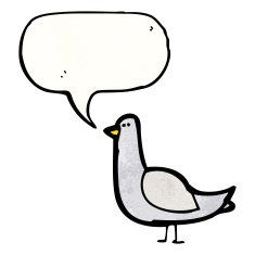 cartoon bird with speech bubble N374