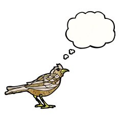 cartoon bird with thought bubble N390