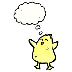cartoon chick with thought bubble N8