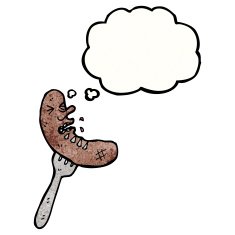 cartoon sausage on fork N15