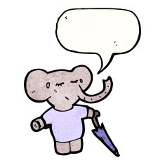 cartoon elephant with umbrella N3