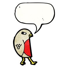cartoon robin with speech bubble N63