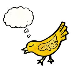 cartoon bird with thought bubble N396