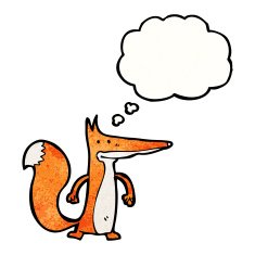 cartoon fox with thought bubble N42