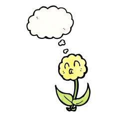 cartoon flower with thought bubble N62