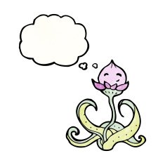 cartoon flower with thought bubble N63
