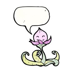 cute cartoon flower with speech bubble N5