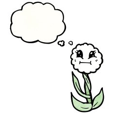 retro cute flower with thought bubble N2