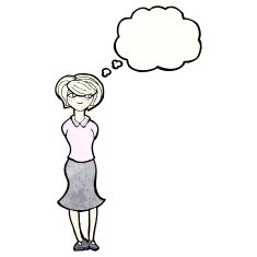 cartoon woman with thought bubble N74