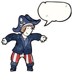 friendly pirate with speech bubble cartoon N7