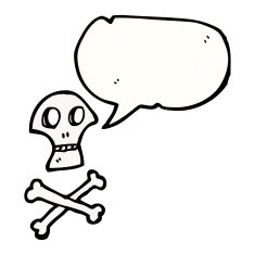 skull and crossbones symbol with speech bubble N6