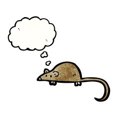 cartoon mouse with thought bubble N30