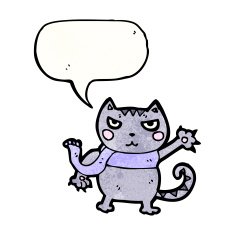 cartoon cat with speech bubble N136
