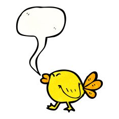 funny bird with speech bubble cartoon N4