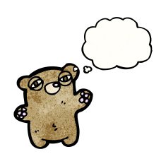 cartoon teddy bear with thought bubble N190