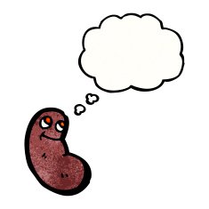 cartoon kidney with thought bubble N8