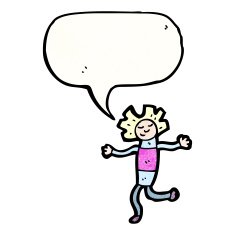 cartoon doll with speech bubble N3