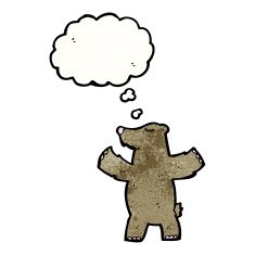 cartoon bear with thought bubble N55