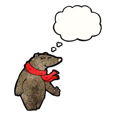 cartoon bear with though bubble N6