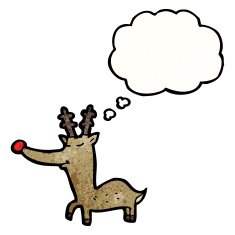 cartoon reindeer with thought bubble N16
