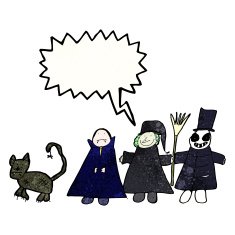 child's drawing of a halloween group N4