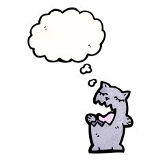 cartoon cat with thought bubble N171